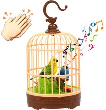 HWD Voice-Activated Induction Birds Birdcage Toy, Talking 7.9 inch, Green
