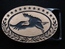 RI13120 VINTAGE 1975 **BALD EAGLE** TECH-ETHER GUILD ART SOLID BRASS BELT BUCKLE