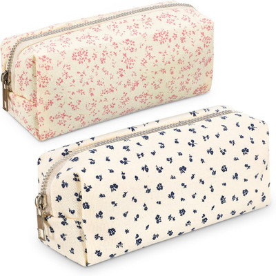2 Stück Federmäppchen, Aesthetic Blumen Mäppchen mit Reißverschluss,Große Kapazi