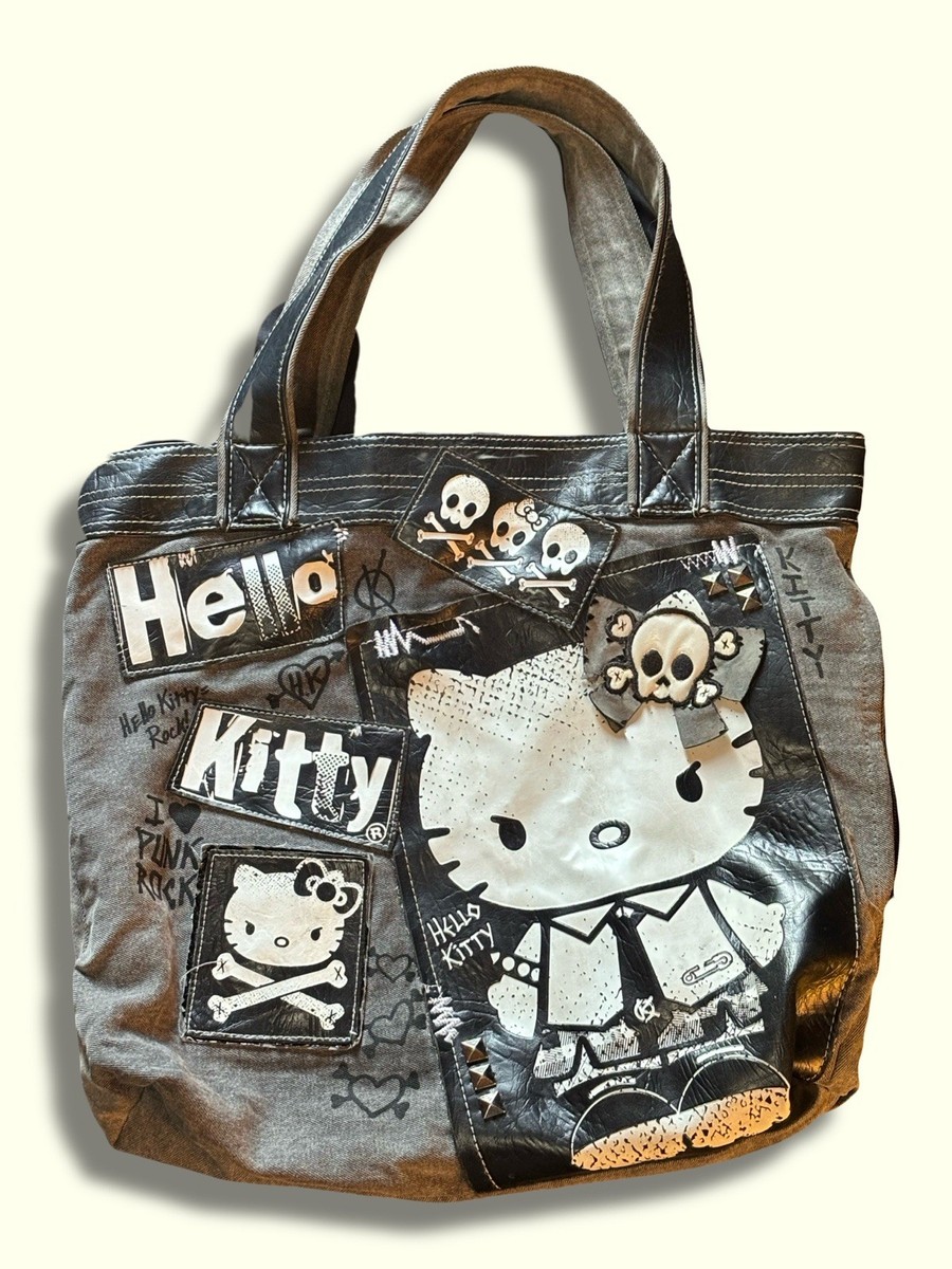Rare Hello Kitty 2012 Graphic Patchwork Punk Loungefly Tote Bag
