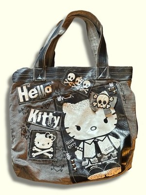 Rare Hello Kitty 2012 Graphic Patchwork Punk Loungefly Tote Bag