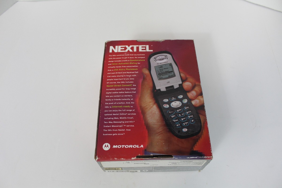 Rare Vintage Motorola i90c Nextel Flip Cell Phone With Belt Clip