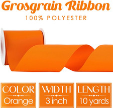 Orange Grosgrain Ribbon 3 Inch Grosgrain Hair Ribbons 10 Yards Per Roll Thick...