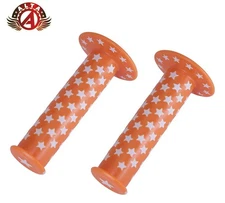 ALTA Star Handlebar Grips 7/8" 124mm Orange/White Flanged Lowrider Cruiser BMX.