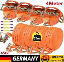 4x Spanngurte mit Ratsche und Haken Zurrgurte Spanngurt 5000kg 5T 4m Meter DHL