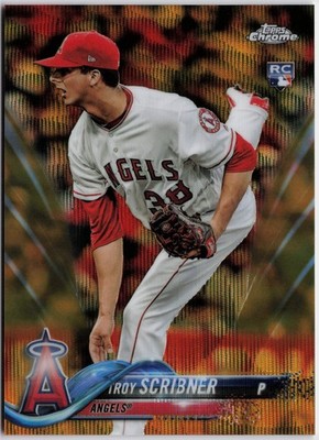 2018 Topps Chrome #164 Troy Scribner Gold Wave Refractor #/50 RC Rookie