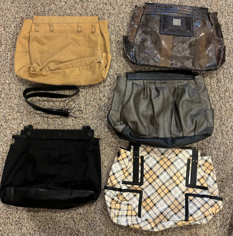 Bolso Base Miche + 4 Carcasas Grande Lona Tostada Cuadros Gris Imitación Piel de Serpiente Foto 2 de 3