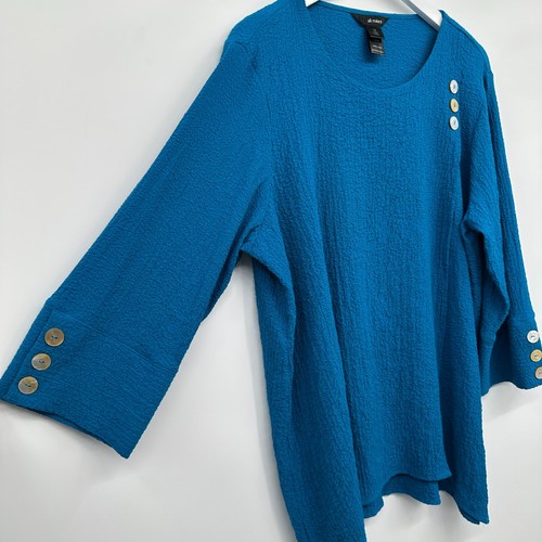 Ali Miles Tunic Top Shirt Blouse 1X Stretch Crinkle Lagenlook Boho Artsy New - Picture 2 of 14