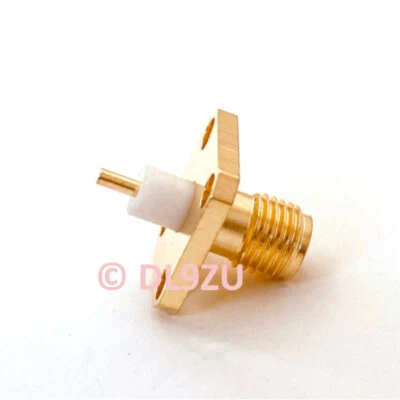 SMA Einbaubuchse Flanschmontage Lötversion ( Teflon, vergoldet) ( H07G )