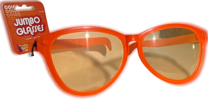 JUMBO ORANGE EYE FRAME GLASSES BIG Lenses Clown Nerd Funny Giant Joke  Sunglasses
