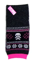 Girls Knit Winter Scarf  NWT  Size 6 - 16  Black  Pink  &  White