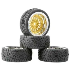 1/10 Onroad Touring Rc Car Wheels&Rubber Tires Set for Tamiya tt01 SAKURA Kyosho