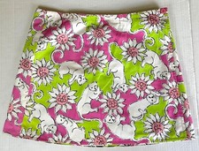 Lilly Pulitzer Reversible Wrap Skirt Panther Pink Green Floral Black Red Sz 4P
