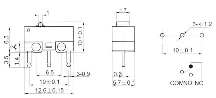 1000pcs micro switch YD-003 mouse button fretting - Image 2 of 2