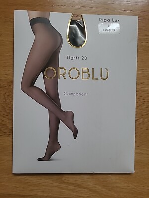 OROBLU Riga Lux Component Tights 20 Den  Black/Silver Back Seam, Size S