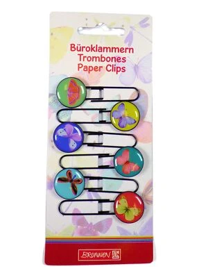 BAIER & SCHNEIDER GMBH & CO. Brunnen® Büroklammern mit Buttons Summertime Schmetterlinge 6 Stück 10-2067131