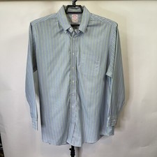 Brooks Brothers Blue Green Striped Dress Shirt Size XL Men  s