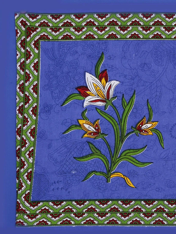 Indian kashmir kali Print Queen Size Print Cotton Bad Sheet With 2 Pillow Covers - Image 2 of 4