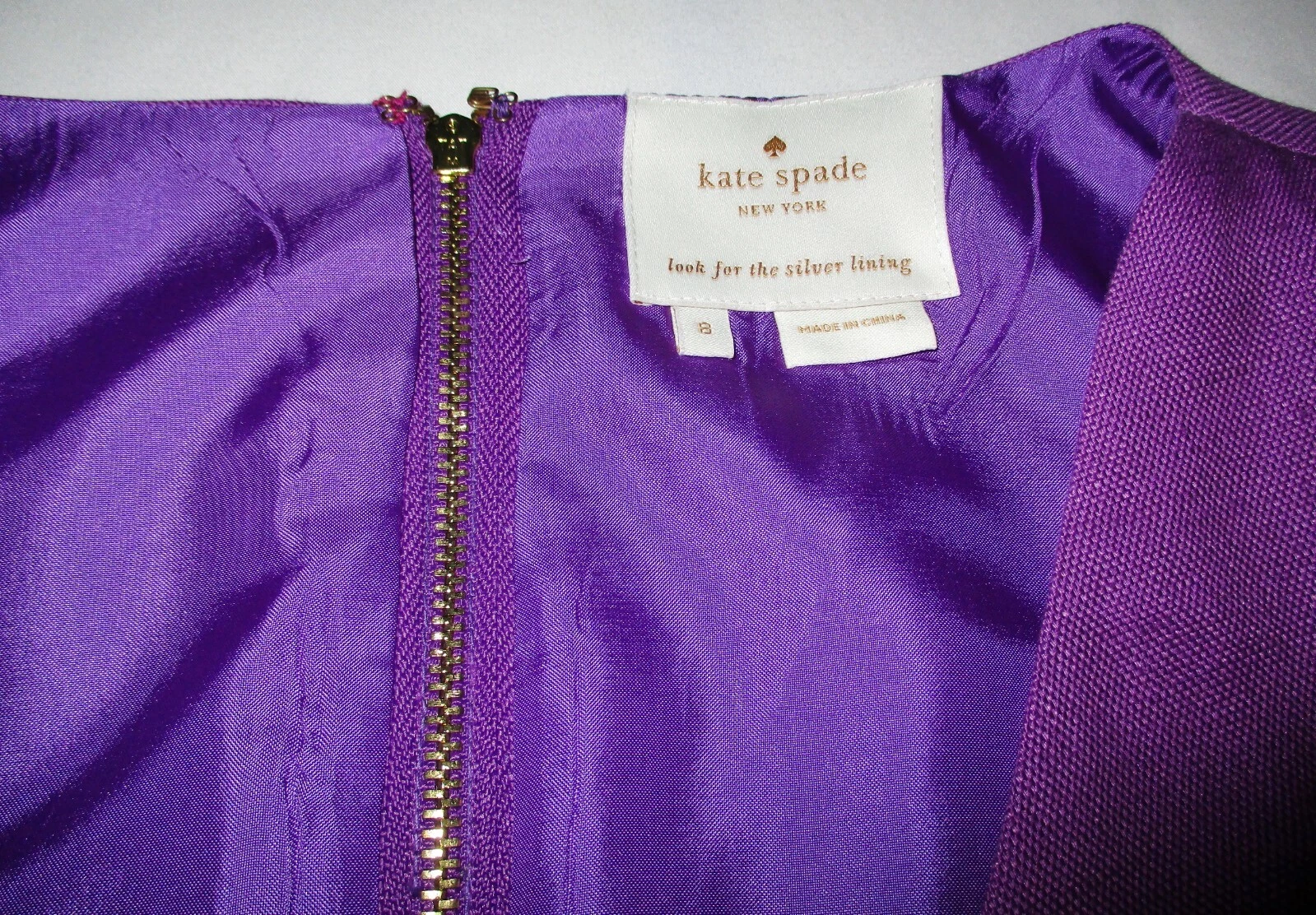 Abito senza maniche in lino viola KATE SPADE con accento fiocco taglia 8