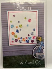 V and Co. BLOOM Quilt Pattern VC1204 60x68 Floral Modern Appliqué New Uncut
