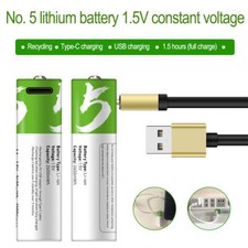 USB AA Rechargeable Battery 1.5V 2600 mAh Type-c 1.5 H Fast Charge Eco-friendly