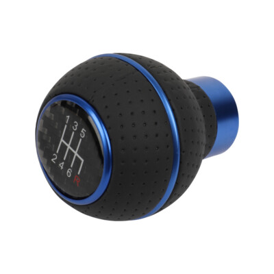 JDM Leather/Carbon 6 Speed Black-Blue Manual Gear Shift Knob Shifter Universal 