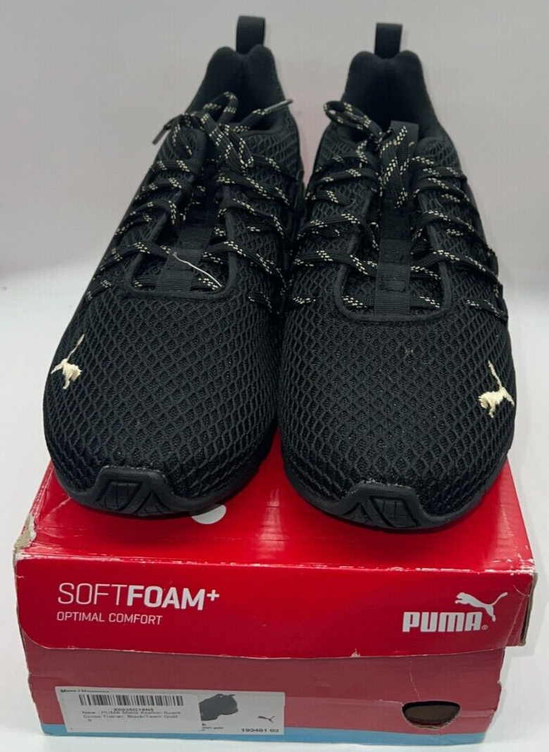 PUMA Men's Axelion Spark Cross-Trainer, Black/Team Gold, Size 9 M US