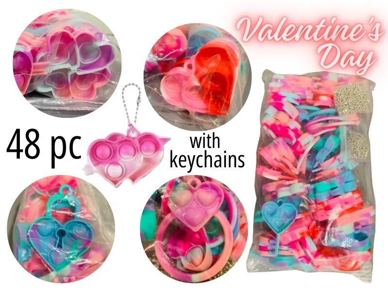 Joyfy 30Pcs Pop Fidget Toys Pop Fidget Keychain Rainbow Bubble Popping Game Mini Fidget Toys Bulk Party Favors For Kids, Sensory Fidget Toys