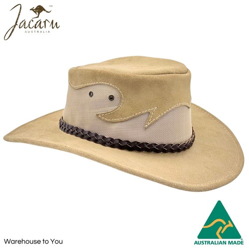 Jacaru 1021 Australian Outback Mesh and Suede Blaze Leather Hat - Picture 8 of 8