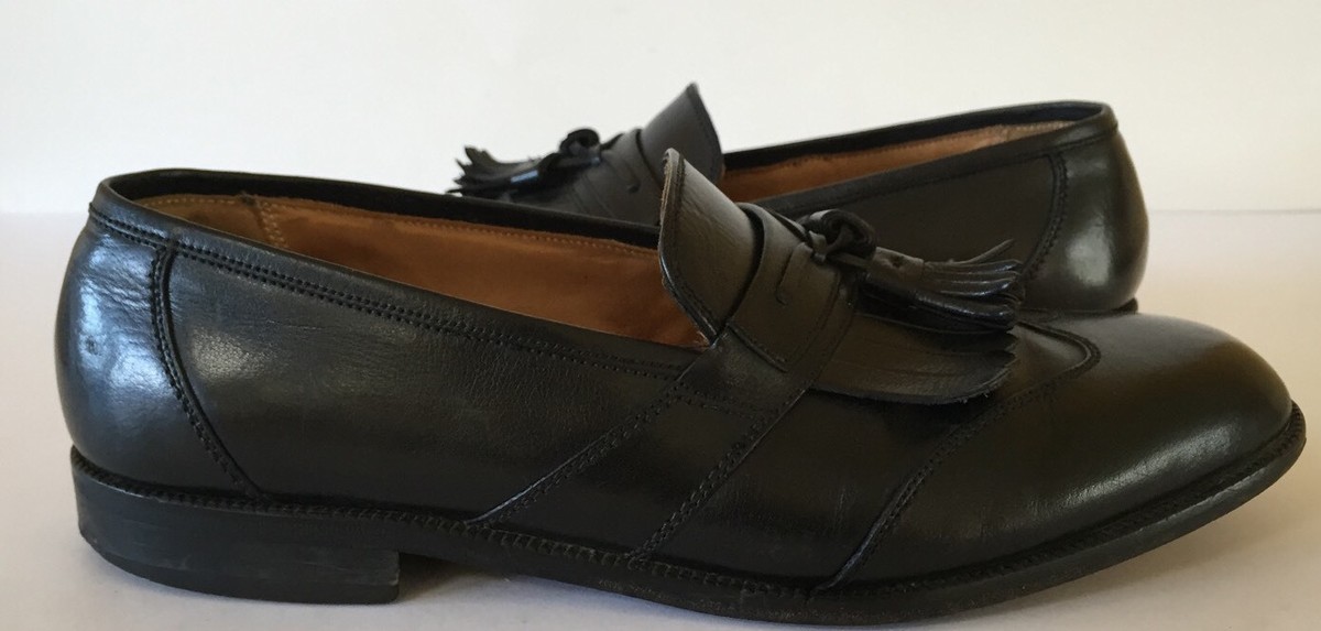 Florsheim Tassel Weaved Black Leather Moc Loafers Size 10D Made in Brazil Florsheim Shoes Mens Size 8F Black Woven Leather Tassel  main image 2