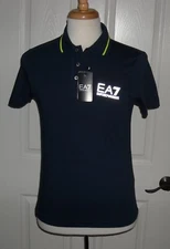 NWT Men's Emporio Armani EA7 Short Sleeve Polo Shirt Size S Color Navy Blue
