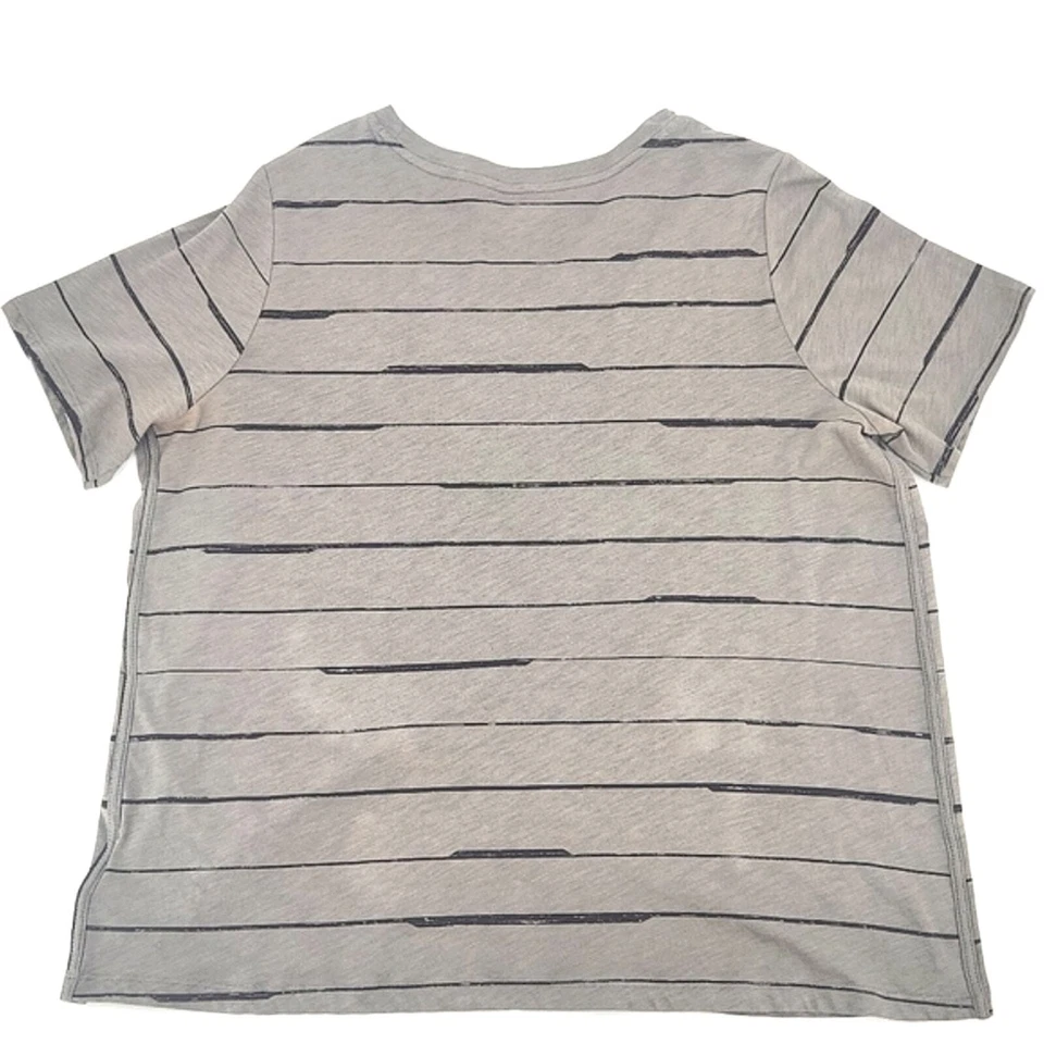 Camiseta Athleta Orgánica Diaria a Rayas Talla 1X Mujer Marrón Negro Cuello Redondo Foto 2 de 4