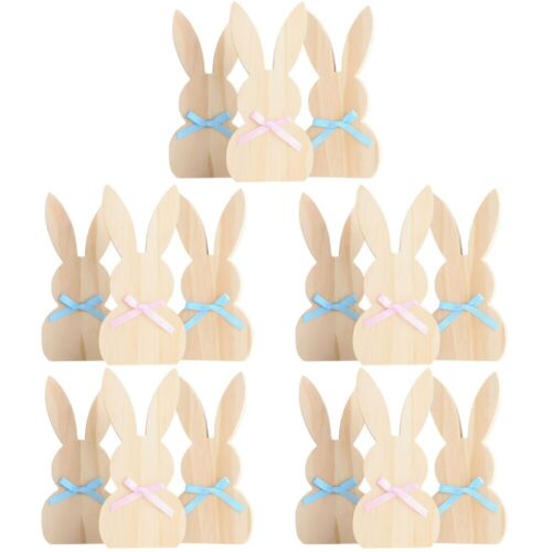  15 Pcs Bunny Table Signs Rabbit Wooden Decoration Easter Dining - Picture 1 of 12