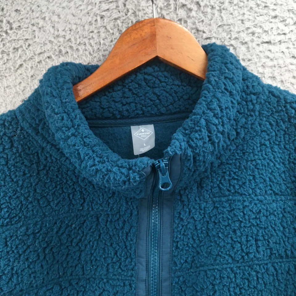 St. Johns Bay 模糊套衫运动衫男式 L 蓝绿色四分之一拉链模拟领新品 — 第 3/4 张图片