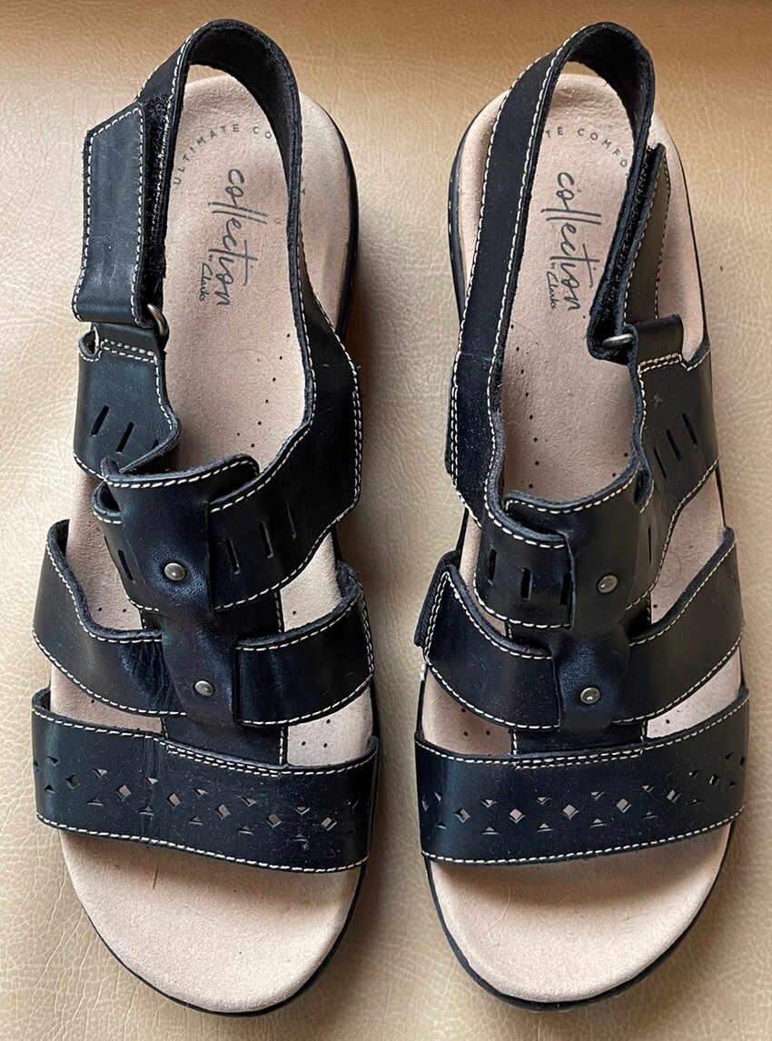 Collection By Clark’s Fisherman Sandal Black Cushioned Insole Size 9W