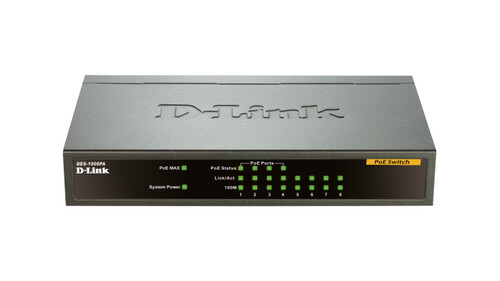 D-Link DES-1008PA Switch 8 Porte Fast Ethernet con 4 Porte PoE 802.3af