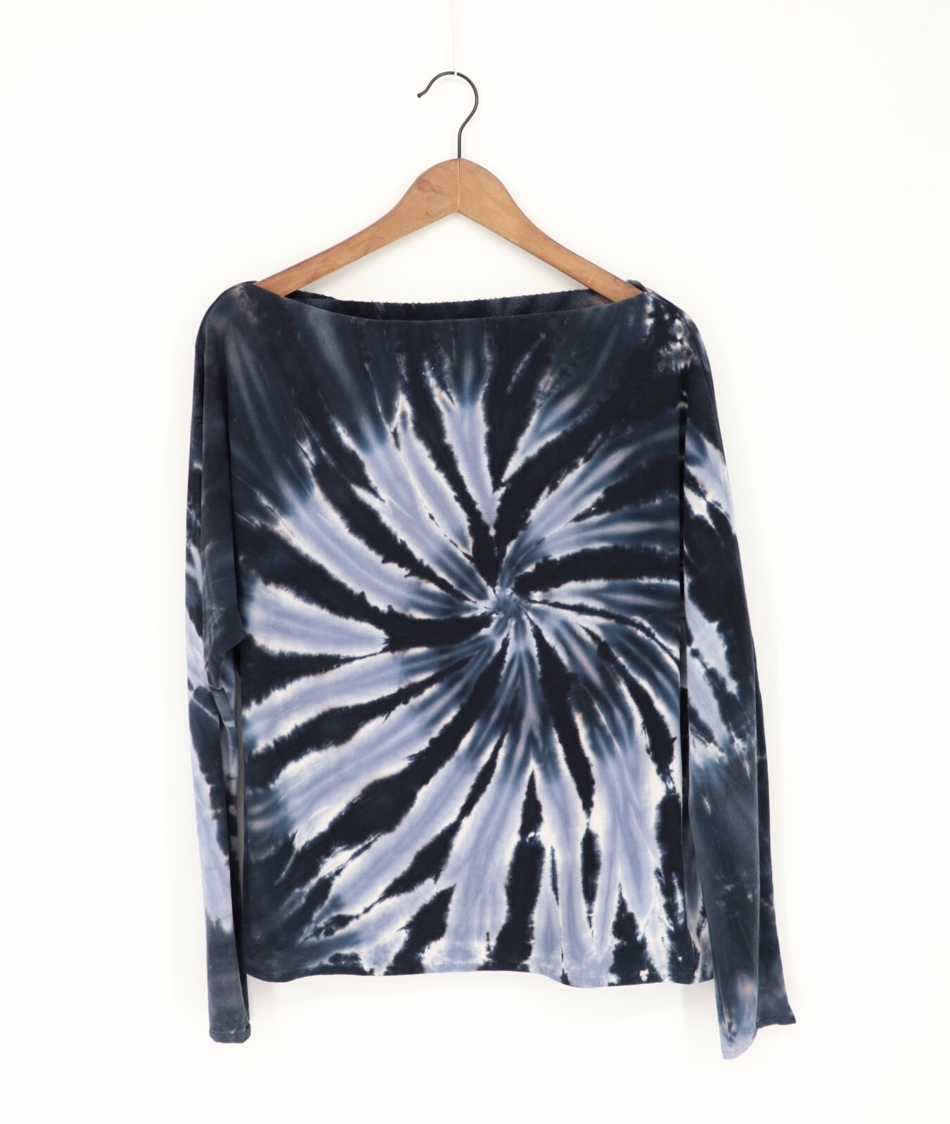 ENZA COSTA Long Sleeve Exposed Shoulder Top Ink Boreal M $165 A3