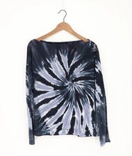 ENZA COSTA Long Sleeve Exposed Shoulder Top Ink Boreal M $165 A3