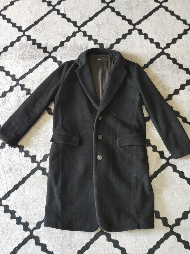 Abrigo largo de lana estándar vintage Journal para mujer talla mediana negro hecho en Italia Foto 3 de 4