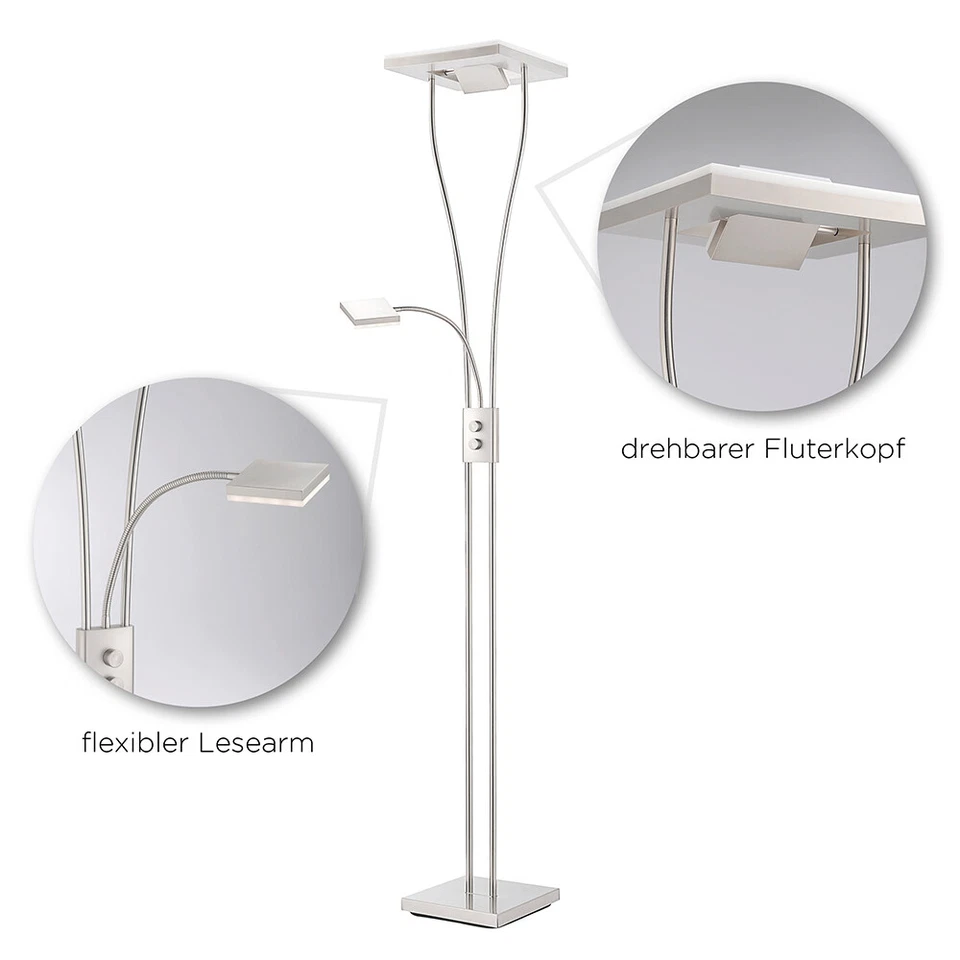 LED Stehleuchte Lesearm Dimmbar Verstellbar Büro Deckenfluter Drehdimmer 31W - Bild 3 von 4