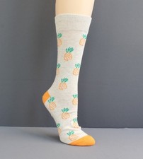 Pineapple socks womens ladies socks 9-11 sock size cream yellow green fruit