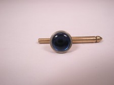 SINGLES 1 5/16" Blue Round  Silver Tone Vintage Formal Tux Prom Shirt Stud m31