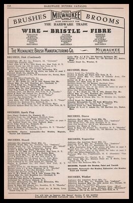 1928 Milwaukee Brush Manufacturing Co Wire Bristle Fibre Brooms Vintage Print Ad