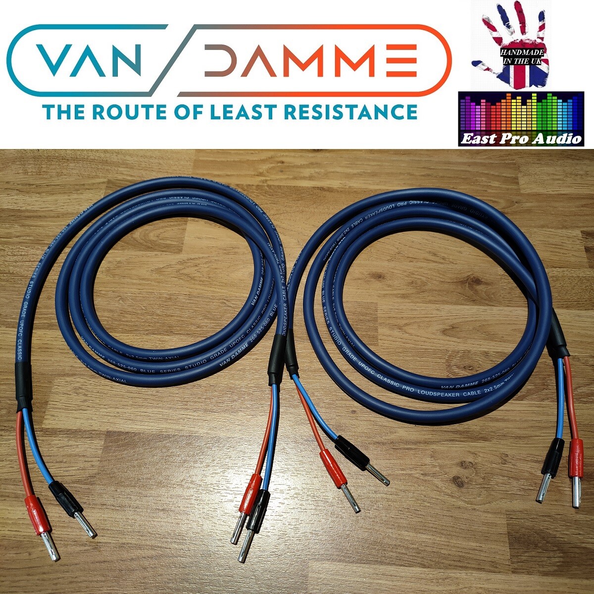 Van Damme Blue Series 2x2.5mm Speaker Cable 1.5m PAIR