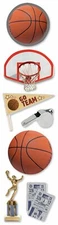 Paper House Production 3D Sticker Embellishments - BASKETBALL - 7 pcs