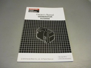 Honda OEM Owners Manual 2013 Generator EU2000i 31Z39600 | eBay