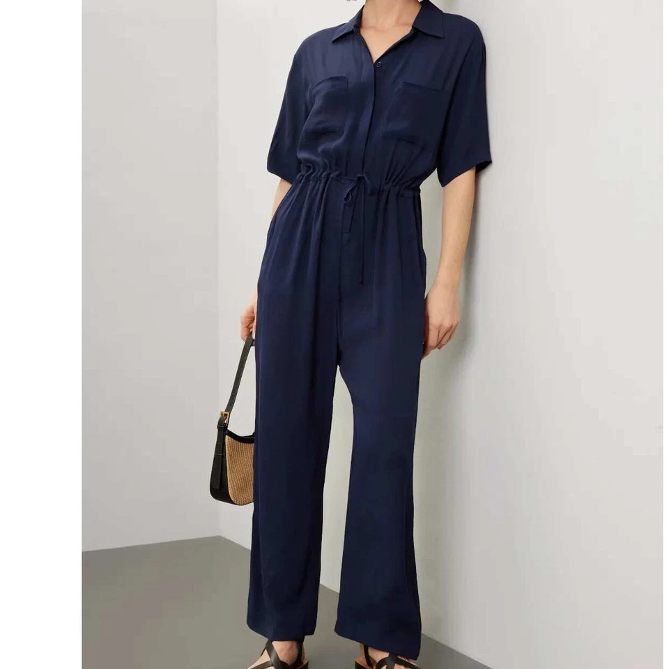 Комбинезон с коротким рукавом THAKOON X RTR легкий размер 6 женский вискоза темно-синий - Изображение 2 из 4