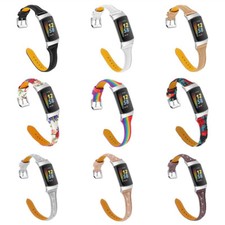 Image of For Fitbit Charge 6/5/4-2 Slim Thin Genuine Leather Watch Replacement Band Strap