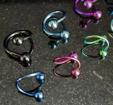 Titanium Twist Spiral Belly Ring Navel 14G,16G,Purple,Black,Light Blue,Rainbow 