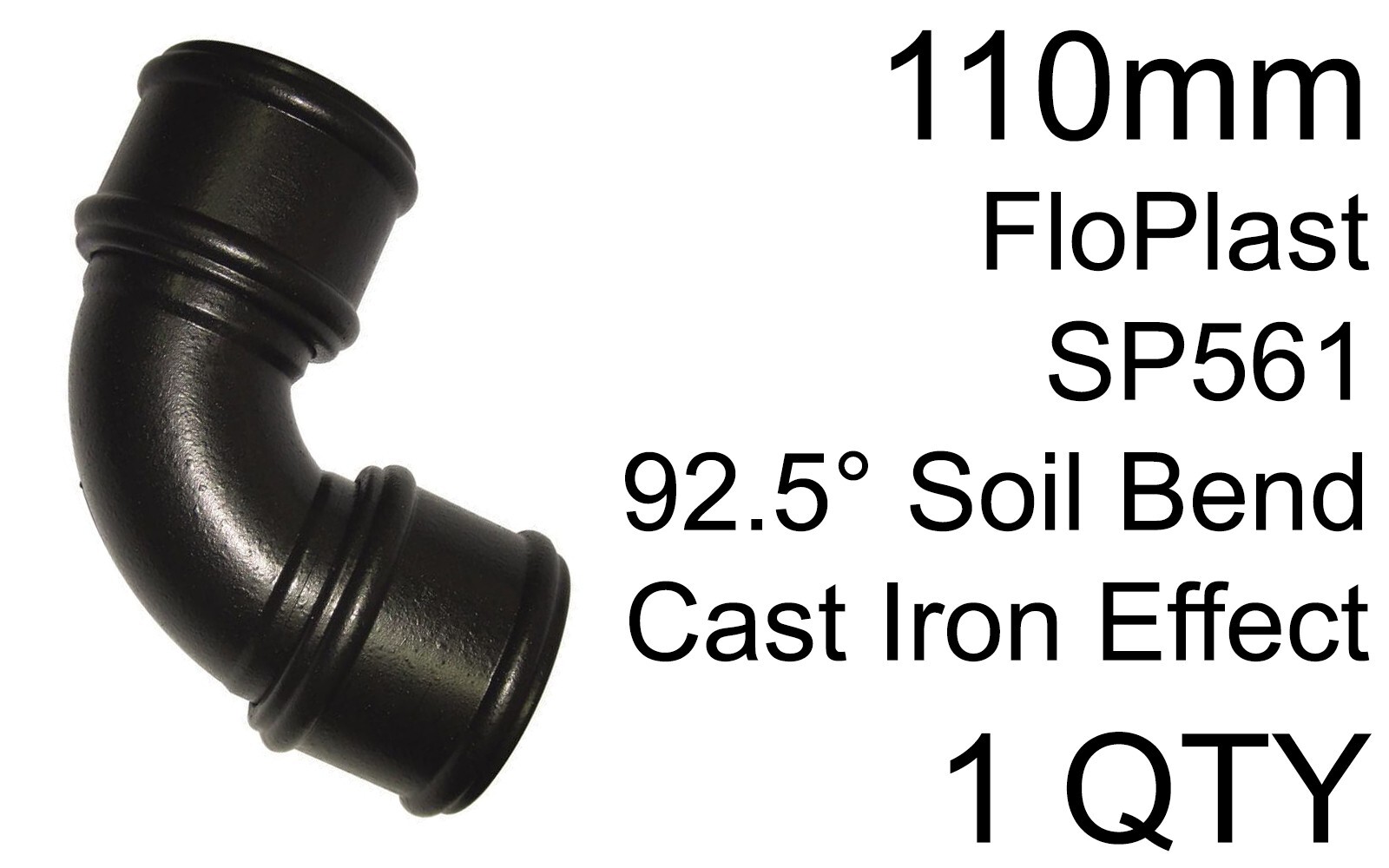 Floplast Cast Iron Effect Soil 92 Bend - Double Socket - Image 2